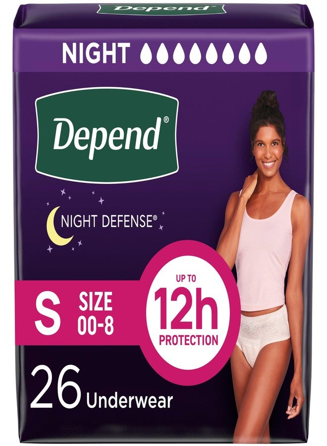 Depend Night Defense Adult Diapers, Incontinence & Postpartum Bladder Leak Underwear for Women, Disposable, Overnight, Small, Blush, 26 Count, Packaging May Vary - Image 1