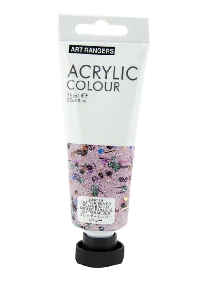 ART RANGERS Acrylic Colour – Glitter Silver 75ml | High-Quality Metallic Paint for Art & Craft - GFP119