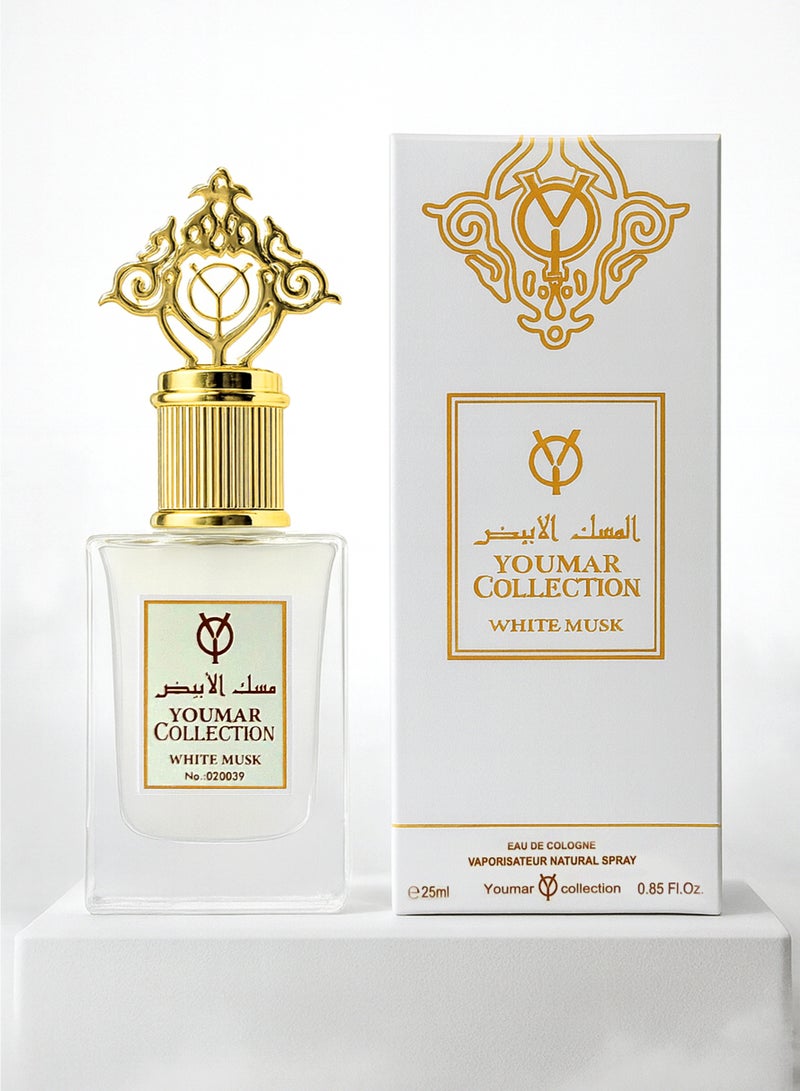 يومار عطر فاخر للجنسين من مجموعة يومار، المسك الأبيض رقم 0039 | عطر يدوم طويلاً للجنسين برائحة المسك الأبيض، مع نفحات ألدهيدية وزهرية منعشة للاستخدام اليومي، 25 مل - Image 1