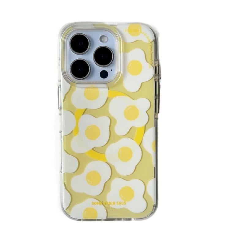 غطاء MagSafe بسيليكون لـ iPhone 17 / 17 Air / 17 Pro / 17 Pro Max باللون Poached Egg مغناطيسي بوظيفة حامل من السيليكون مع مغناطيس قوي وحامل قائم مع مقاوم للصدمات مع حماية من السقوط - Image 1