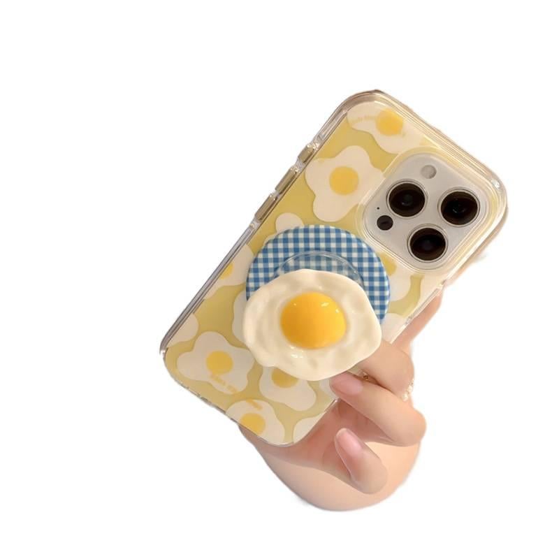 غطاء MagSafe بسيليكون لـ iPhone 17 / 17 Air / 17 Pro / 17 Pro Max باللون Poached Egg مغناطيسي بوظيفة حامل من السيليكون مع مغناطيس قوي وحامل قائم مع مقاوم للصدمات مع حماية من السقوط - Image 5