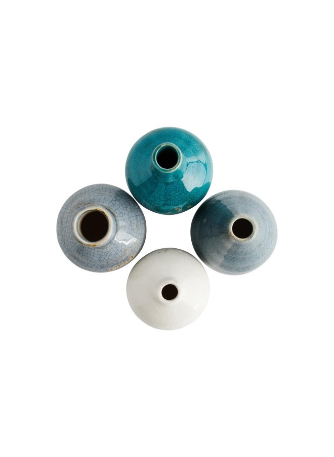 Creative Co-op - Blue  Ivory Terracotta Vases Set of 4 Shapes and Sizes - Image 1