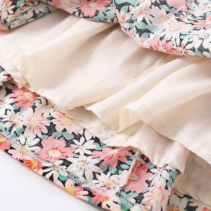WELAKEN Floral Long Skirt for Girls Kids & Teens Elastic Waistband A-Line Maxi Skirts - Image 3