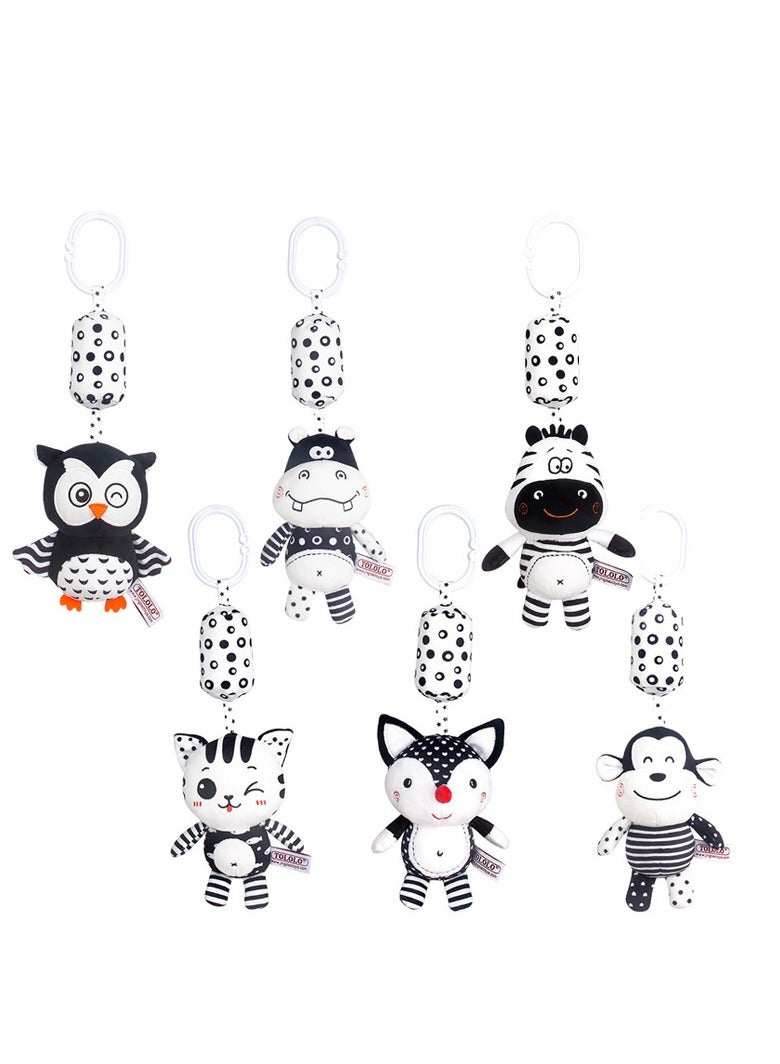 Black and White Forest Animal Wind Chime 0-1 Year Old Infant Toy 6-piece Set - Image 2