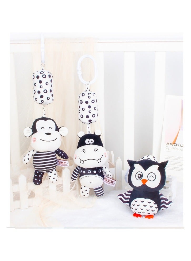 Black and White Forest Animal Wind Chime 0-1 Year Old Infant Toy 6-piece Set - Image 4