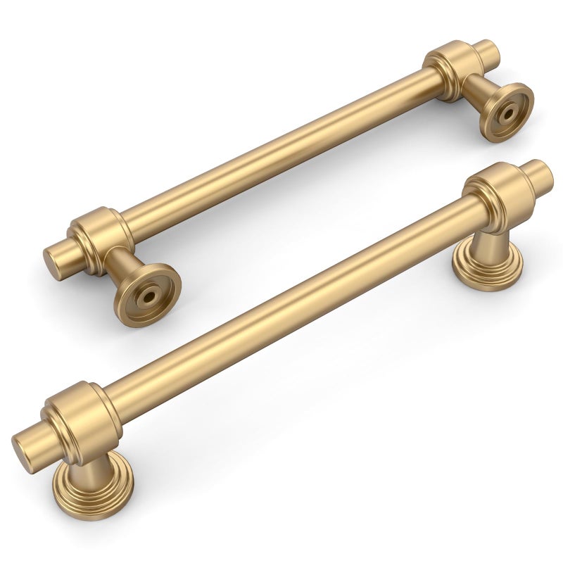 Amerdeco 10 Pack Champagne Bronze Cabinet Pulls 5 Inch(128mm) Hole Center Drawer Pulls Cabinet Hardware Kitchen Cabinet Handles for Bathroom Dresser Pulls ZH0069 - Image 2