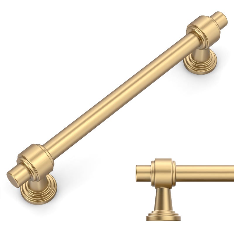 Amerdeco 10 Pack Champagne Bronze Cabinet Pulls 5 Inch(128mm) Hole Center Drawer Pulls Cabinet Hardware Kitchen Cabinet Handles for Bathroom Dresser Pulls ZH0069 - Image 1