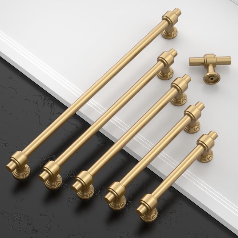 Amerdeco 10 Pack Champagne Bronze Cabinet Pulls 5 Inch(128mm) Hole Center Drawer Pulls Cabinet Hardware Kitchen Cabinet Handles for Bathroom Dresser Pulls ZH0069 - Image 3