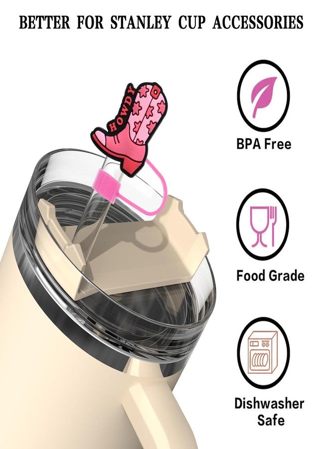 KWOYOS Western Straw Cover Cap, Cowgirl Straw Toppers Compatible with Stanley Cup 10MM Straws with Charms, 3PCS Caps and 3 Chains - Image 4