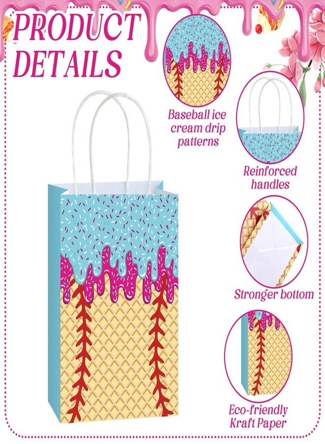 YooNotee 24 Pcs Baseball Ice Cream Drip Birthday Gift Goodie Bags Baseball Ice Cream Drip Birthday Party Favors Kraft Snack Goodie Treat Bags with Handles for Sport Stuff Team Gift Supplies(Mixed) - Image 3