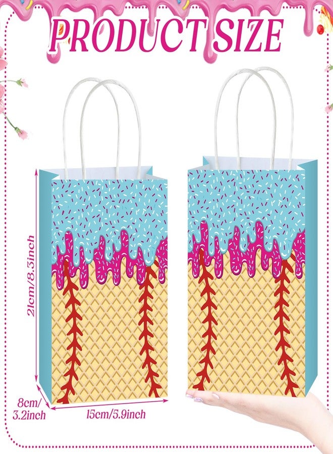 YooNotee 24 Pcs Baseball Ice Cream Drip Birthday Gift Goodie Bags Baseball Ice Cream Drip Birthday Party Favors Kraft Snack Goodie Treat Bags with Handles for Sport Stuff Team Gift Supplies(Mixed) - Image 2