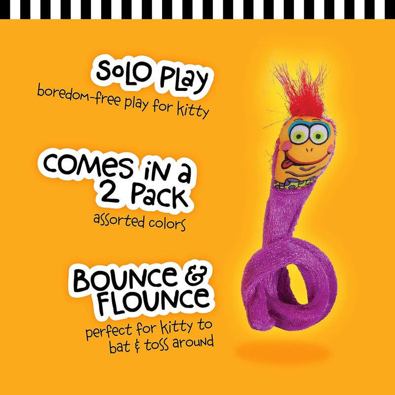 Doskocil Pet Mate Fat Cat Classic Springy Worms Toy - Colorful Cat Playtime Companions - Image 2