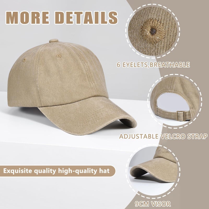 Cmonie 6Pack Unisex Vintage Washed Cotton Baseball Cap Soft Unconstructed Plain Blank Adjustable Size Dad Hat (US, Alpha, One Size, 6 Pcs-D) - Image 4