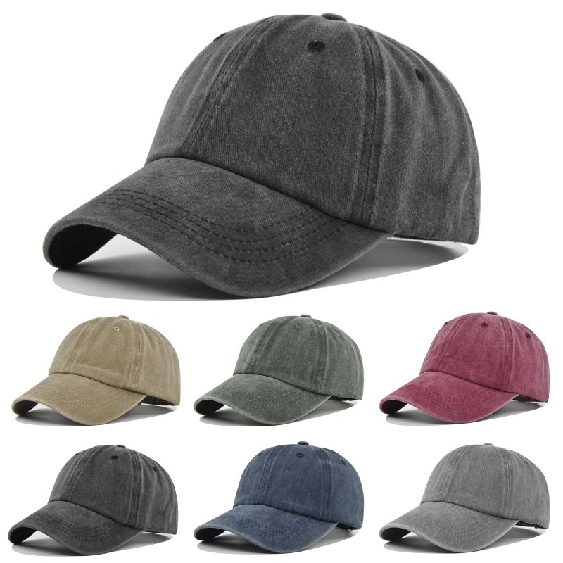 Cmonie 6Pack Unisex Vintage Washed Cotton Baseball Cap Soft Unconstructed Plain Blank Adjustable Size Dad Hat (US, Alpha, One Size, 6 Pcs-D) - Image 1
