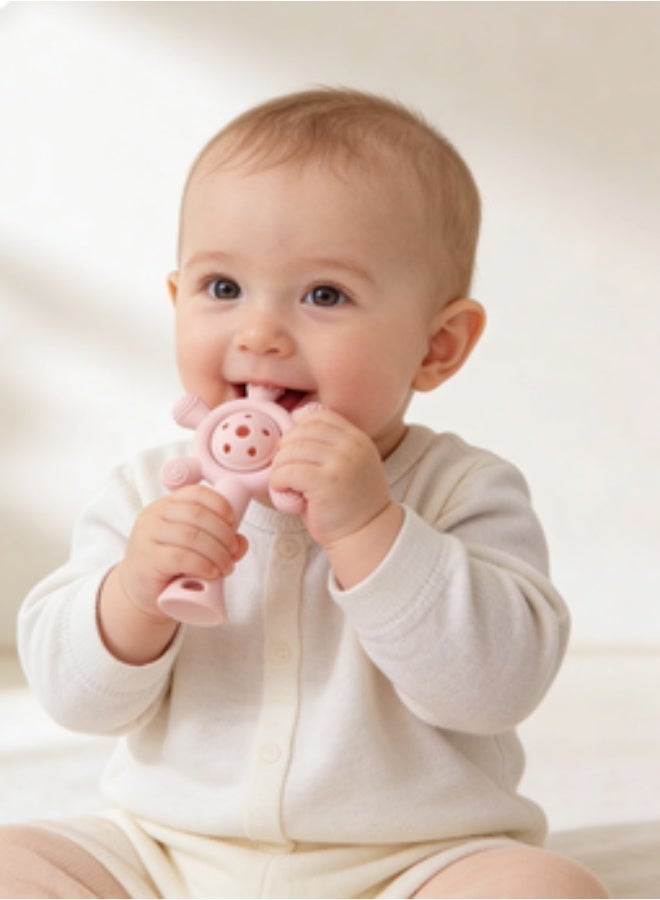 Yooyee Baby Teething Toy BPA Free Silicone Teether Rattle Toy Multi Textured Sensory Chew Toy Easy Grip Boilable Sterilizable for Babies 0-18 Months Pink - Image 5