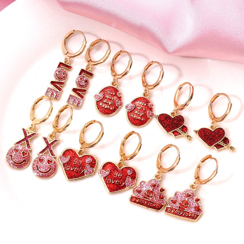 BVGA Valentine Day XOXO Hoop Earrings for Women Chic Enamel Love Heart Charm Drop Earrings Creative Funny Earrings Holiday Jewelry Gifts - Image 2
