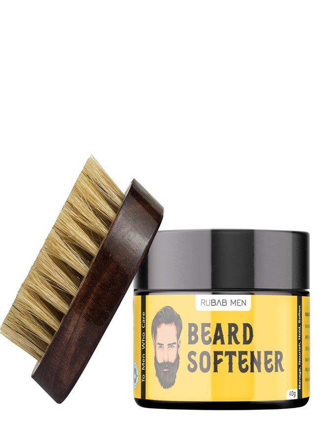 RUBAB MEN 100% Boar Bristle Beard Brush + Shea Butter Infused Beard Softener Cream | Daily Beard Grooming Combo for Conditioning, Detangling, Softening & Itch-Free Care - Image 1
