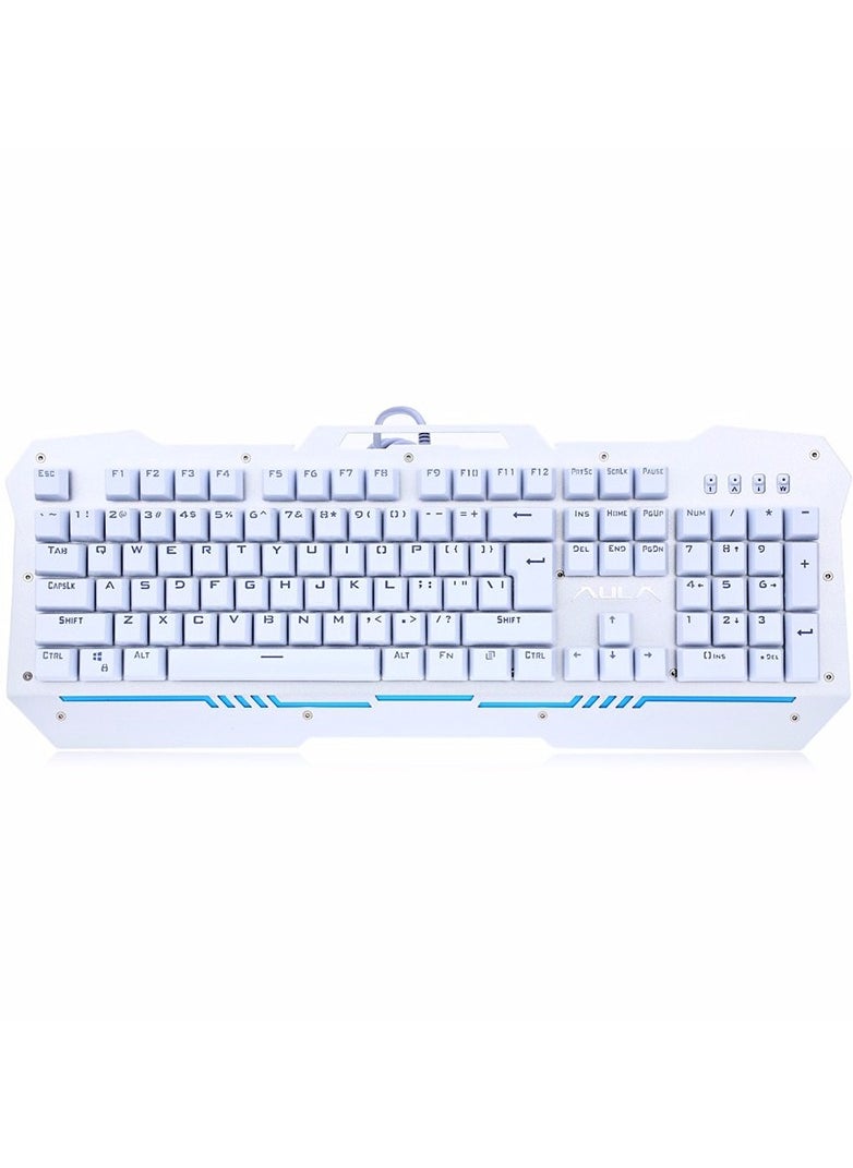AULA AULA F2009 LED Backlight Wired Backlit Professional Mechanical Gaming Keyboard blue switch - white -si-2009  - Image 1