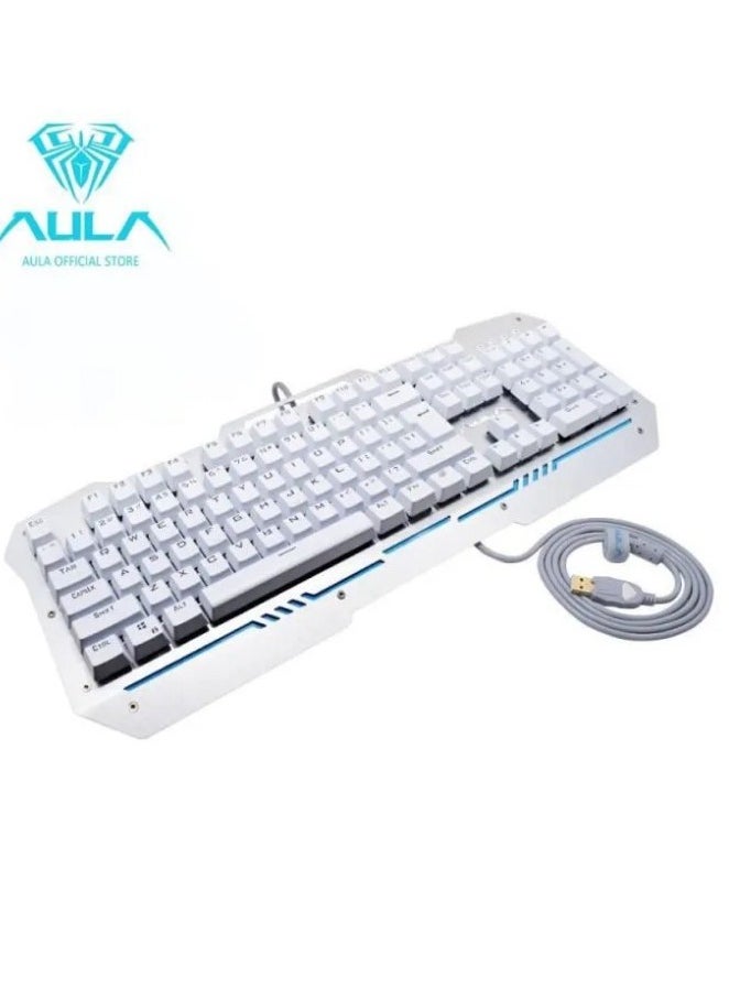 AULA AULA F2009 LED Backlight Wired Backlit Professional Mechanical Gaming Keyboard blue switch - white -si-2009  - Image 2