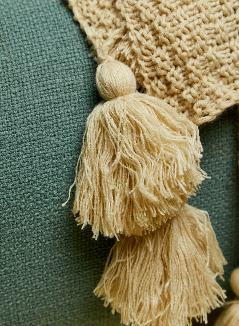 Noire Edit Beige Knitted Tassel Blanket