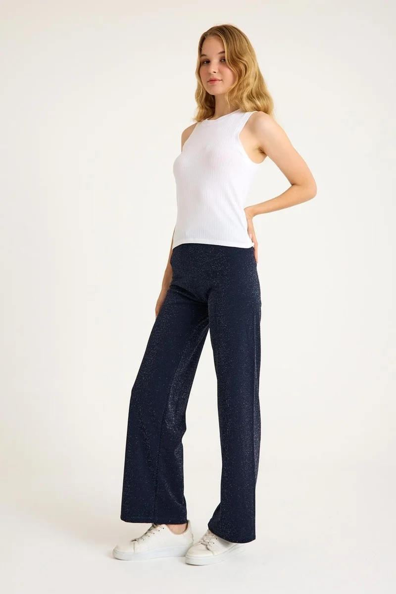 كوتن كونسيبت Glittery Comfortable Wide Leg Women's Trousers