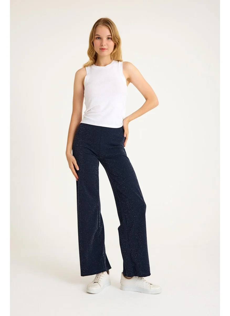 كوتن كونسيبت Glittery Comfortable Wide Leg Women's Trousers