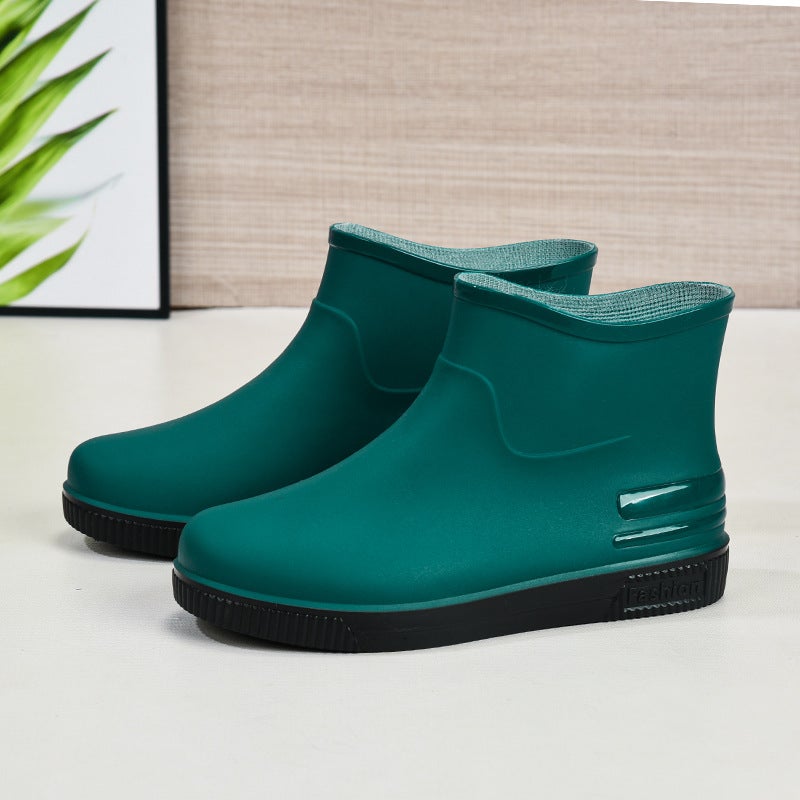 Cross-border Rain Boots Office fleece-lined Warm Rain Boots Womens Low-top Water Shoes Fashion Adult Water Boots Waterproof Wear-resistant Cover Shoes Purple - Image 3