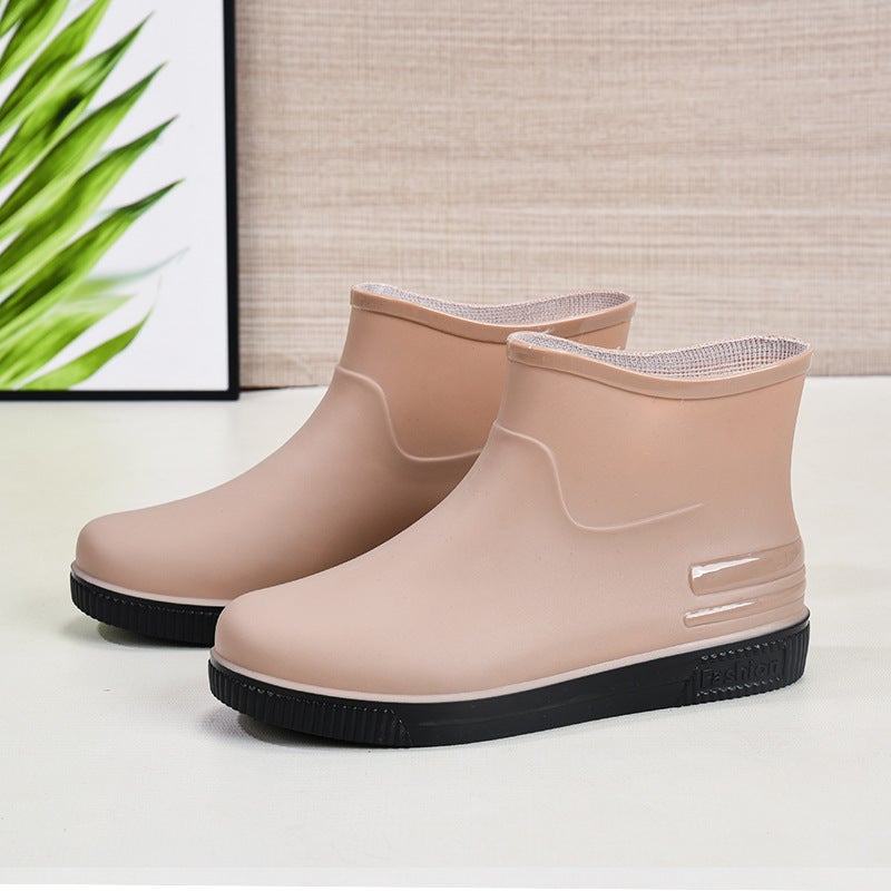 Cross-border Rain Boots Office fleece-lined Warm Rain Boots Womens Low-top Water Shoes Fashion Adult Water Boots Waterproof Wear-resistant Cover Shoes Purple - Image 2