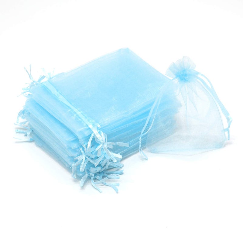 Bezall 50Pcs Drawstring Organza Jewelry Candy Pouch Christmas Wedding Party Favor Gift Bags 35x45 Sky Blue