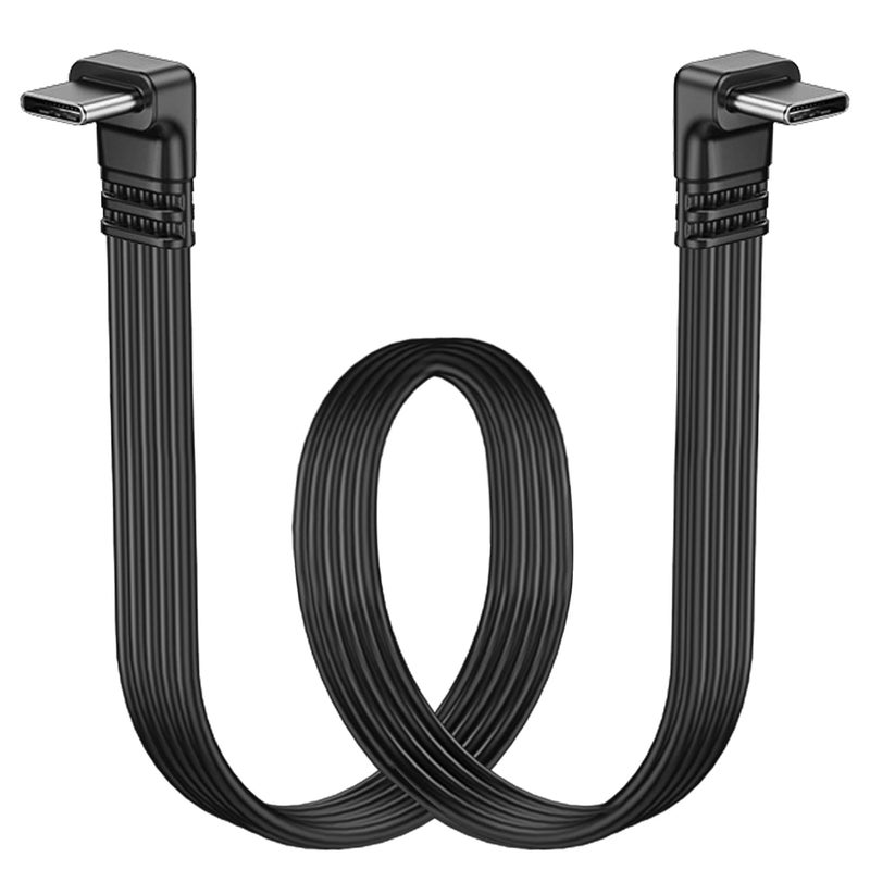 LANMINGLEL Short 90 Degree USB Type C 2.0 Flat Cable,PD 65W USB C 2.0 Fast Charge Cord,Data & Fast Charging Sync Cord,Short USB Type C Flat Soft Data Cable,for Phone (Angle to Angle, 0.3M) - Image 1