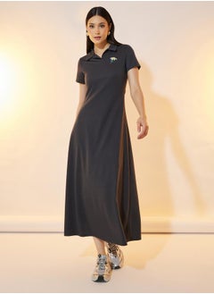Take Two Daisy Embroidery Detail Polo T-Shirt Midi Dress  - Image 1
