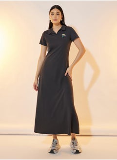 Take Two Daisy Embroidery Detail Polo T-Shirt Midi Dress  - Image 4