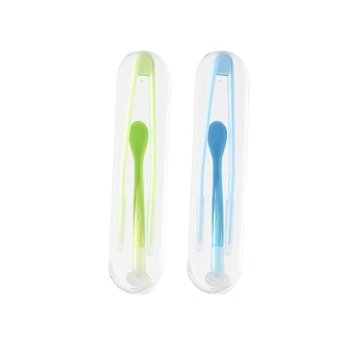 RupeeRise 2 Pcs Lens Applicator Tool Set, Contact Lens Tools with Tweezers and Suction Stick, Eye Lens Care Kit for Daily Use and Travel, Compact and Portable Tool Box, Blue and Green - Image 1