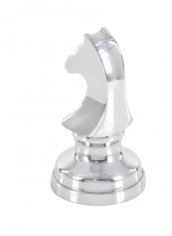 CosmoLiving by Cosmopolitan Aluminum Chess Sculpture with Knight, Queen and King, Set of 3 4"W, 9"H, Silver