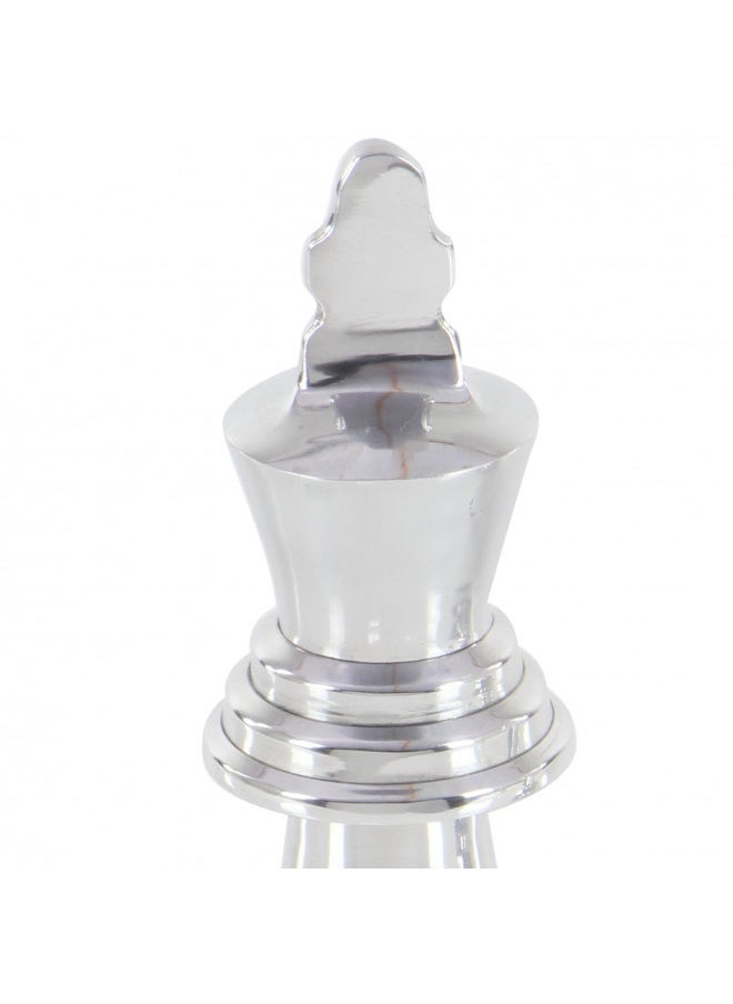CosmoLiving by Cosmopolitan Aluminum Chess Sculpture with Knight, Queen and King, Set of 3 4"W, 9"H, Silver