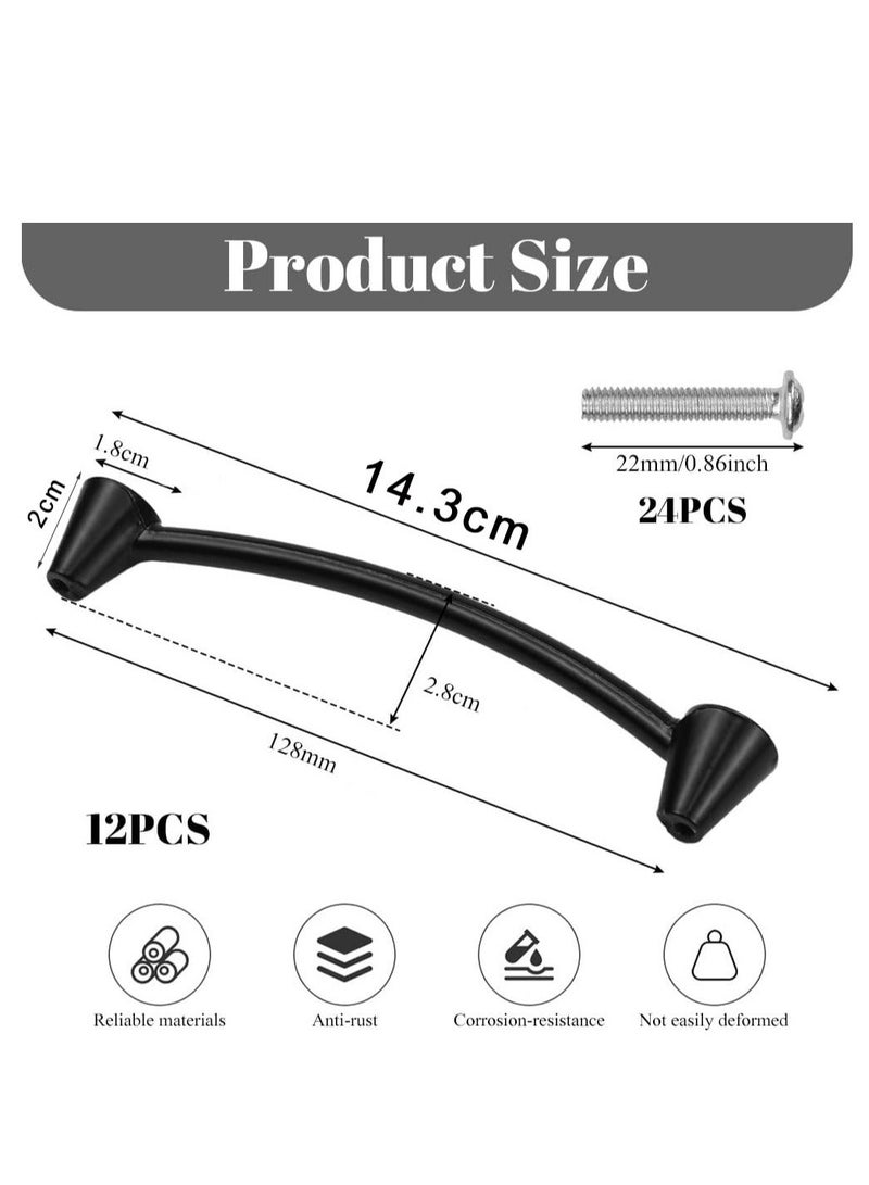 12 Pack Kitchen Door Handles 128mm Hole Centre Cupboard Door Handles Furniture Drawer Pulls Knobs Wardrobe D Handle Vintage Black Cabinet Handles for Bedroom Bathroom Dresser (Screws Included)  - Image 5