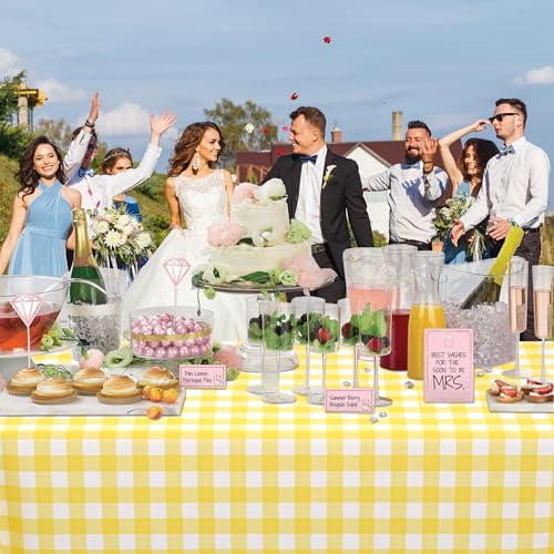 WNINK 6 Pack Light Yellow Gingham Rectangular Plastic Tablecloths, Yellow and White Checkered Disposable Table Covers 54" x 108" for Birthday, Wedding, Bridal Shower, Outdoor Picnic Camping Parties - Image 4