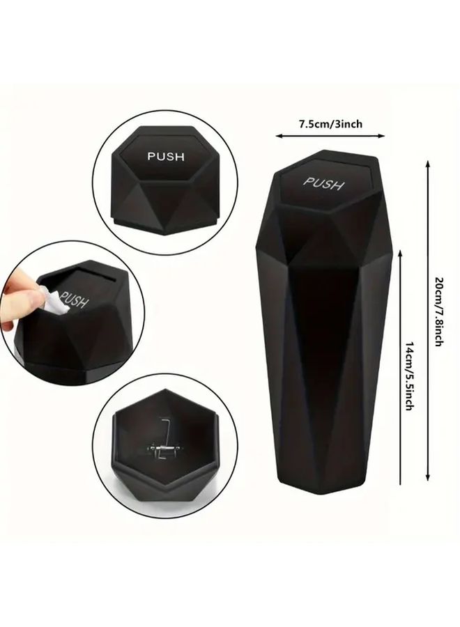 Black Car Mini Trash Can Cup Holder Design Portable Multifunctional Storage Box - Image 3