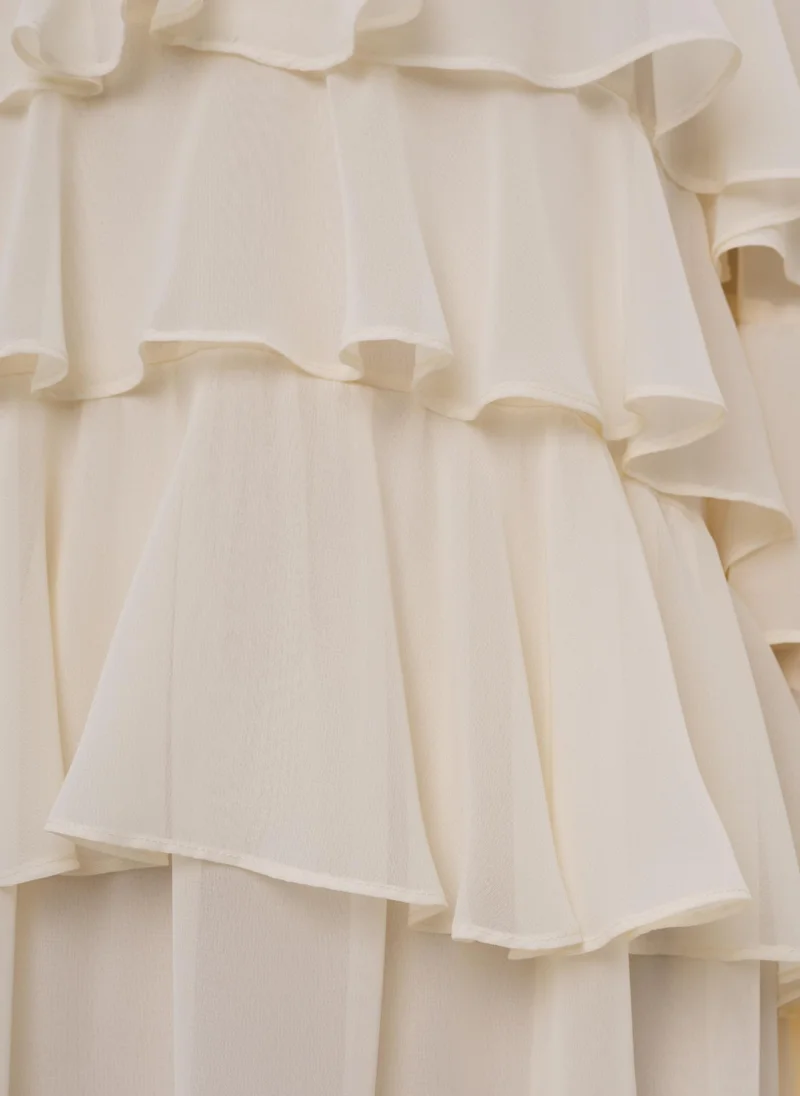 Lichi Airy maxi dress with ruffles on the bodice and matching ties