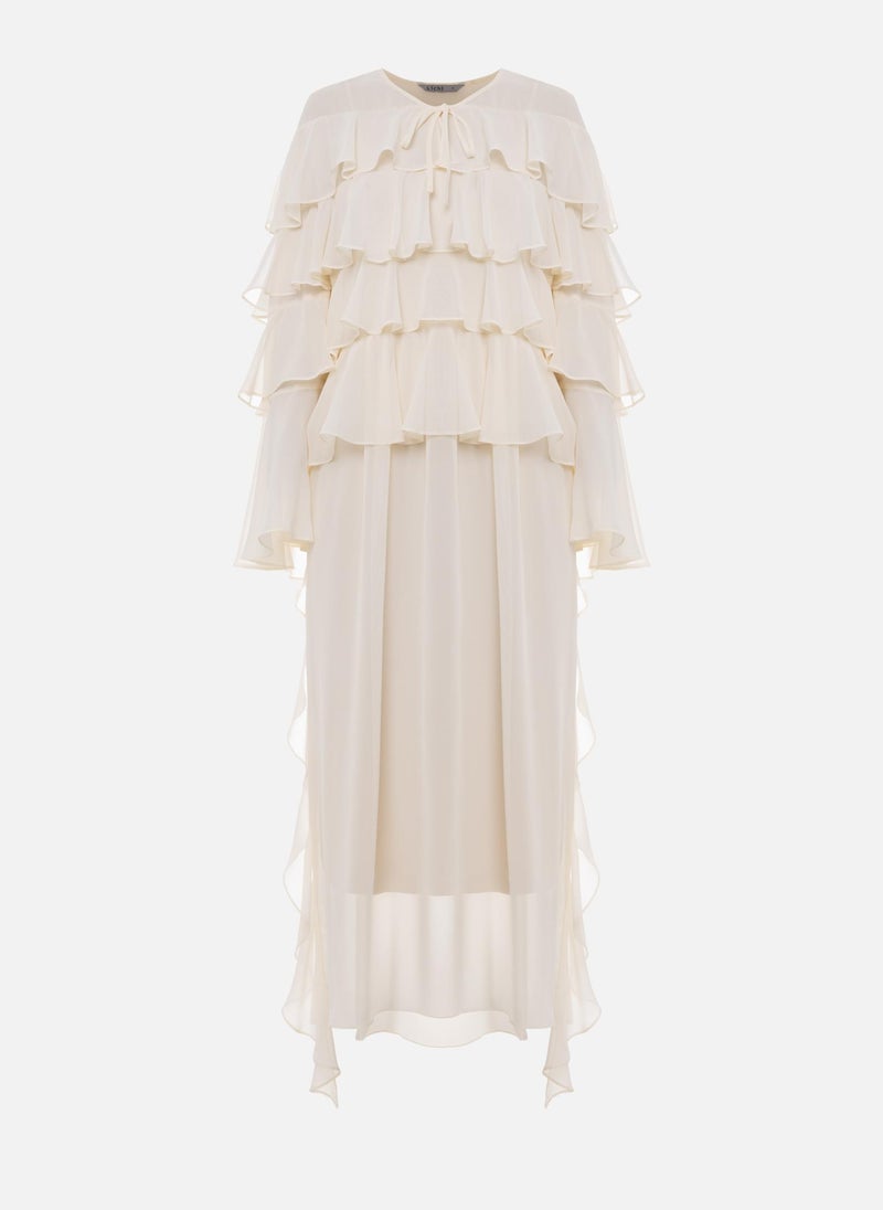 Lichi Airy maxi dress with ruffles on the bodice and matching ties - Image 2