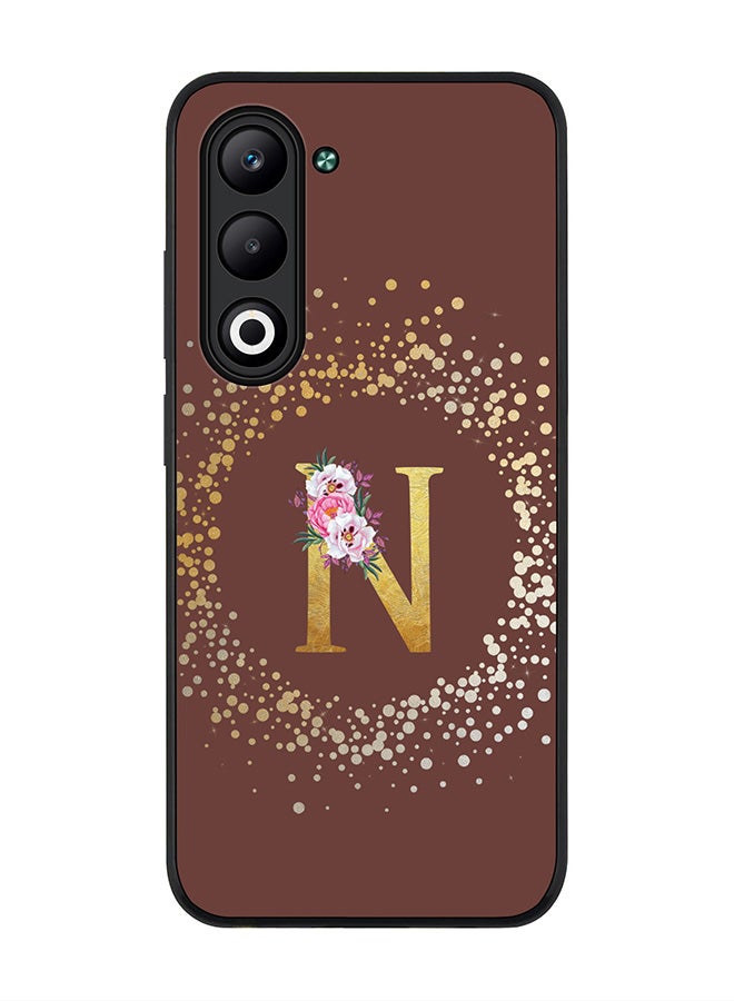 Stylizedd For Oppo A5 5G / A5 4G Case,Slim fit Camera Protection, Shockproof Thin Phone cover  - Custom Monogram Floral - N  (Brown )