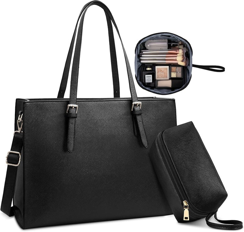 NUBILY Laptop Bag for Women Waterproof Lightweight Leather 15.6 Inch Computer Tote Bag - Image 1