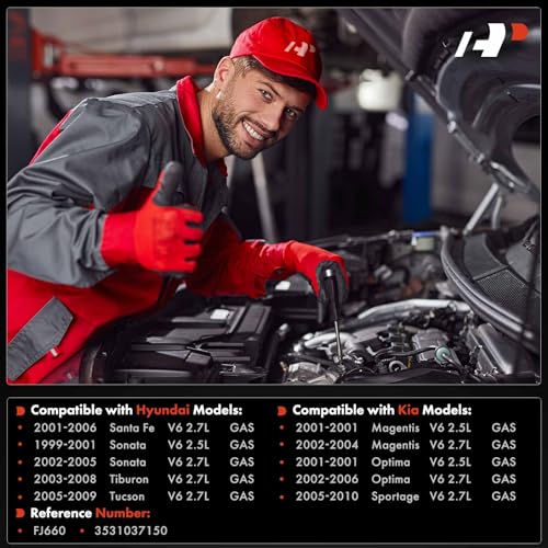 A-Premium Fuel Injectors Compatible with Hyundai Santa Fe 01-06, Tucson, Sonata, Tiburon & Kia Sportage 05-10, Magentis, Optima, V6 2.7L 2.5L, Set of 6 - Image 2