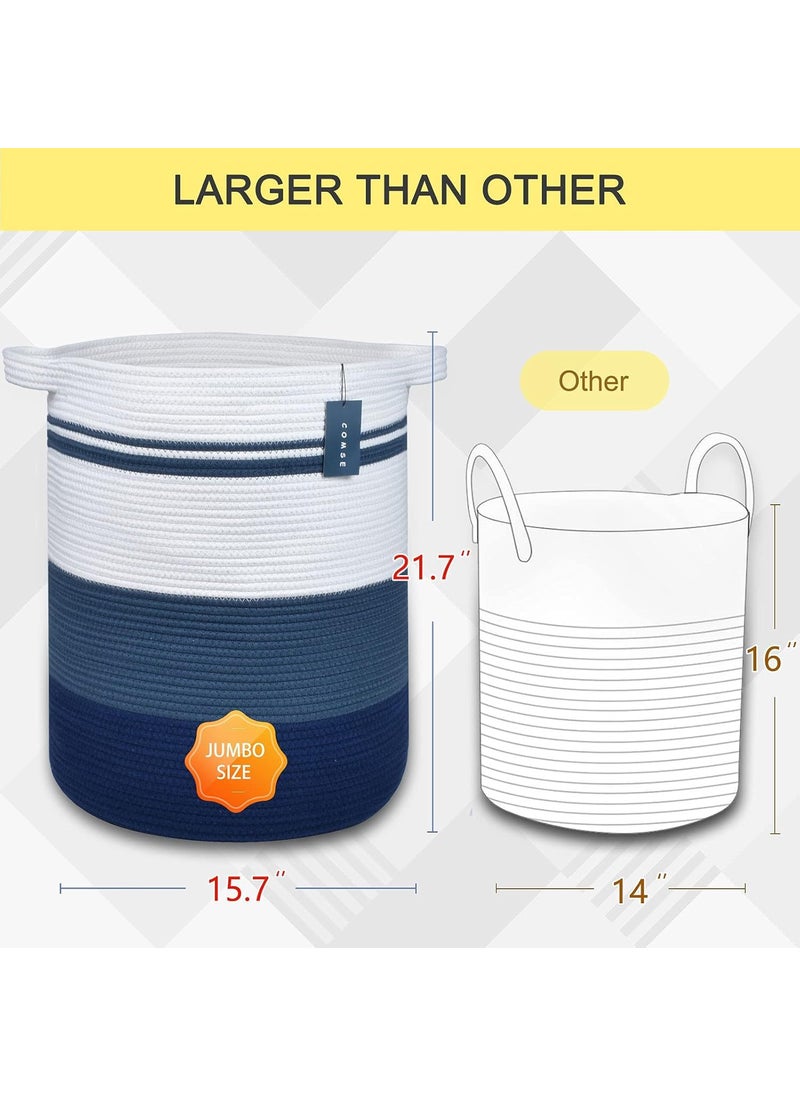 ALLURING HOMES ALLURING HOME Woven Laundry BasketTall Wicker Laundry Basket for BlanketsClothesPillowsToysShoes Large Cotton Laundry Hamper for Bedroom Living Room multi21  - Image 2