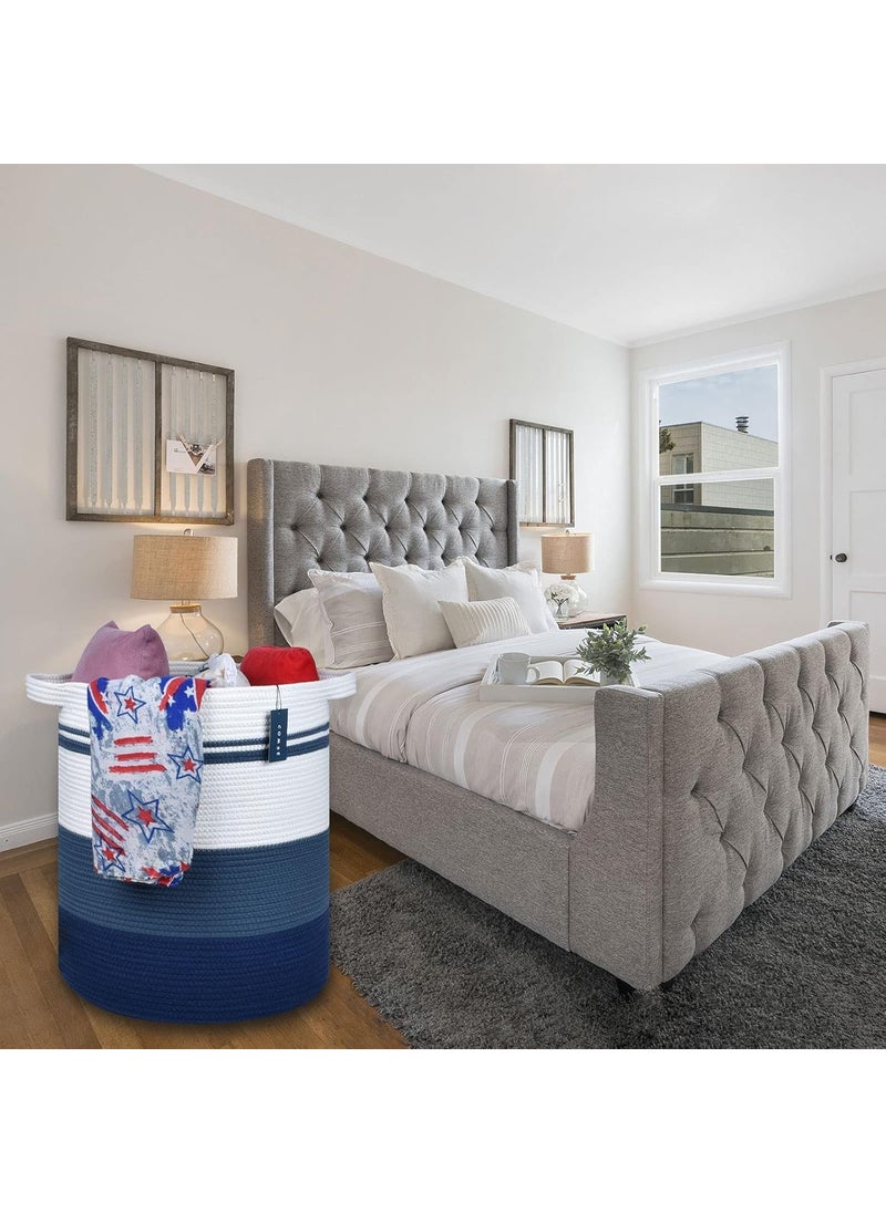 ALLURING HOMES ALLURING HOME Woven Laundry BasketTall Wicker Laundry Basket for BlanketsClothesPillowsToysShoes Large Cotton Laundry Hamper for Bedroom Living Room multi21  - Image 5