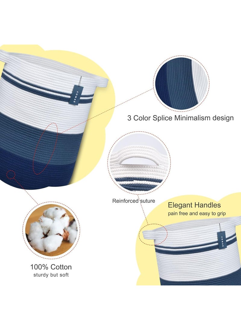 ALLURING HOMES ALLURING HOME Woven Laundry BasketTall Wicker Laundry Basket for BlanketsClothesPillowsToysShoes Large Cotton Laundry Hamper for Bedroom Living Room multi21  - Image 3