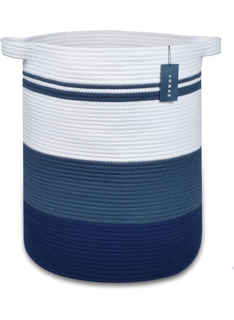 ALLURING HOMES ALLURING HOME Woven Laundry BasketTall Wicker Laundry Basket for BlanketsClothesPillowsToysShoes Large Cotton Laundry Hamper for Bedroom Living Room multi21  - Image 1
