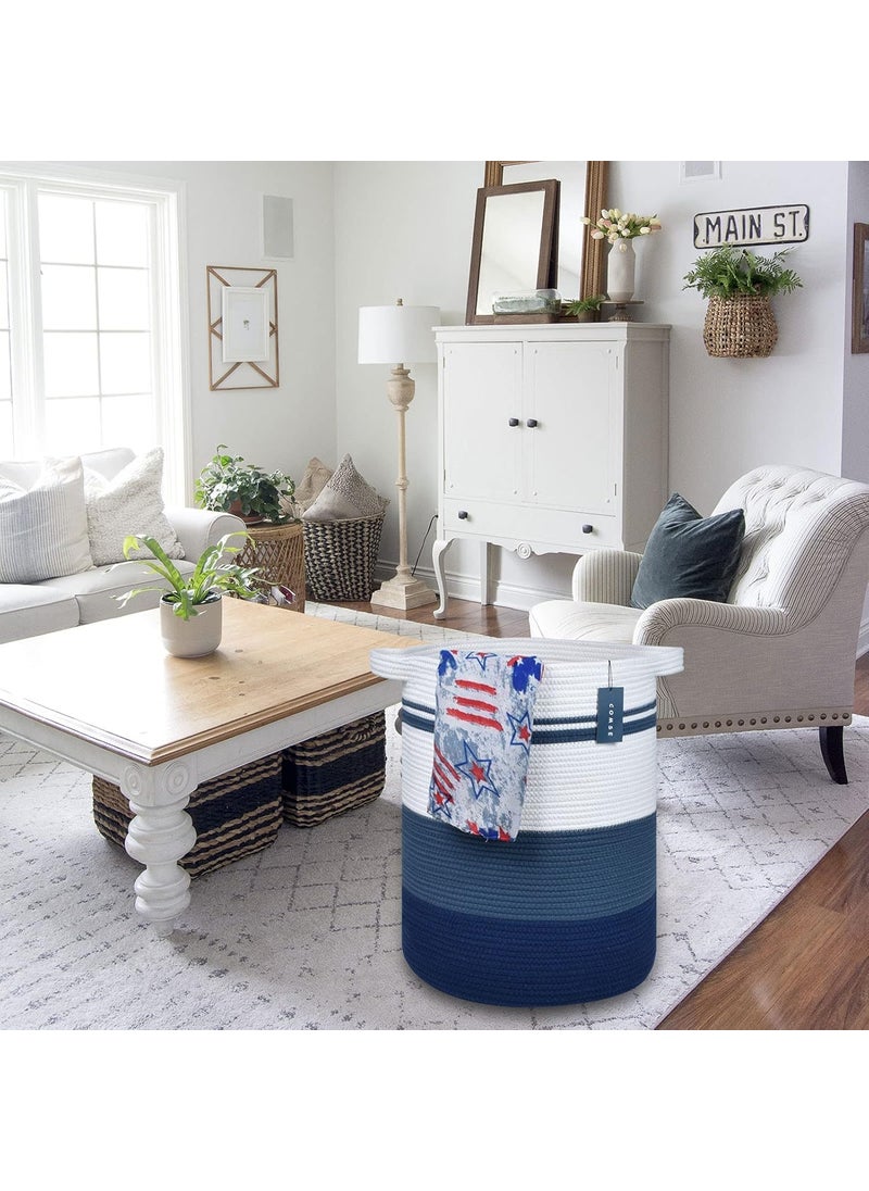 ALLURING HOMES ALLURING HOME Woven Laundry BasketTall Wicker Laundry Basket for BlanketsClothesPillowsToysShoes Large Cotton Laundry Hamper for Bedroom Living Room multi21  - Image 4