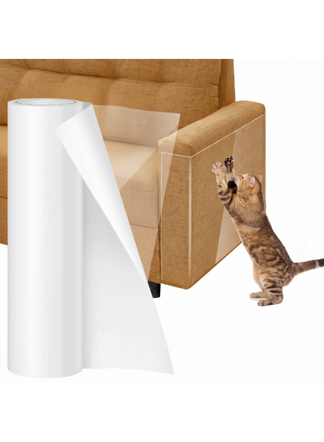 Anti Cat Dog Scratch Furniture Protector Clear Thickened Vinyl Tape 196.8"x17.7" Single Sided Sticky Flexible Claw Guard - Image 1