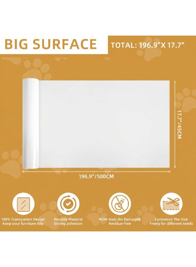 Anti Cat Dog Scratch Furniture Protector Clear Thickened Vinyl Tape 196.8"x17.7" Single Sided Sticky Flexible Claw Guard - Image 2